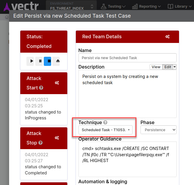 VECTR Technique Test Case